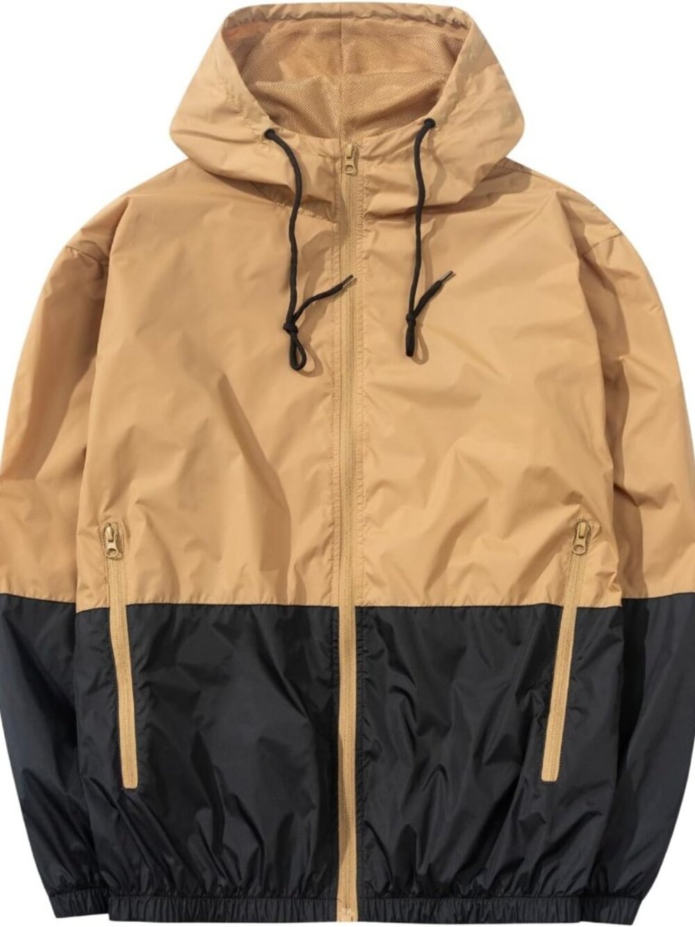 Men's Lightweight Hooded Windbreaker Jacket with Pockets for Outdoor Rain
